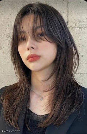 Korean layered haircut with curtain bangs